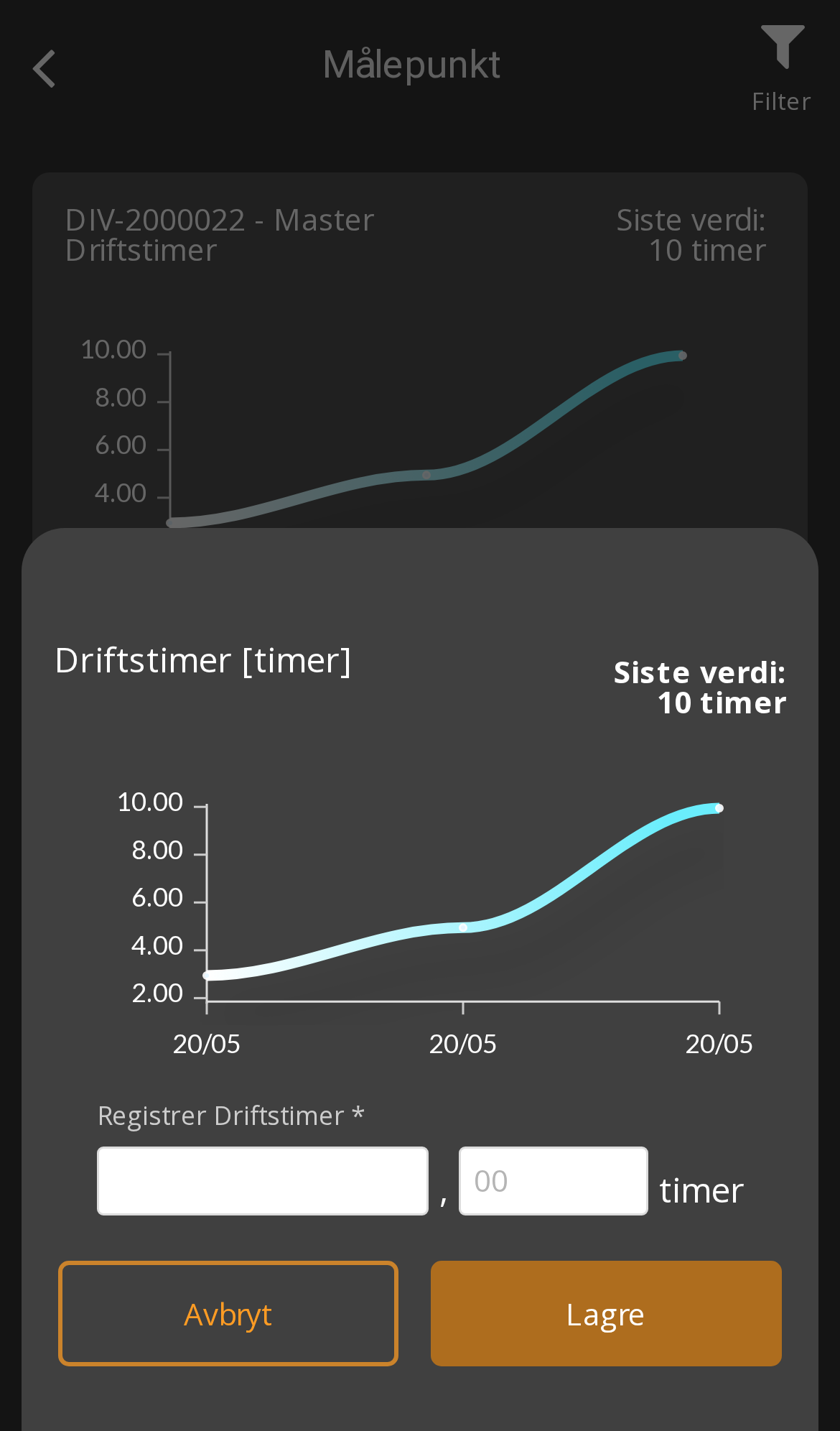 Registrering av måleravlesning fra felt