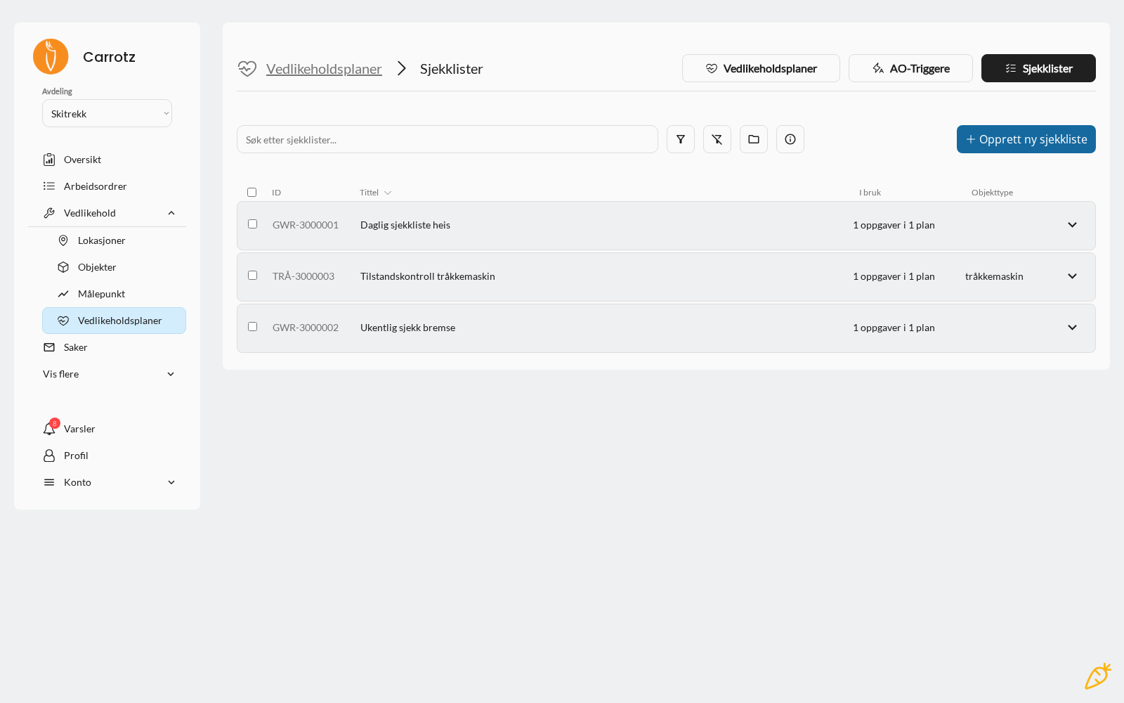 Oppsett av et sjekkpunkt med instruksjon og vedlegg