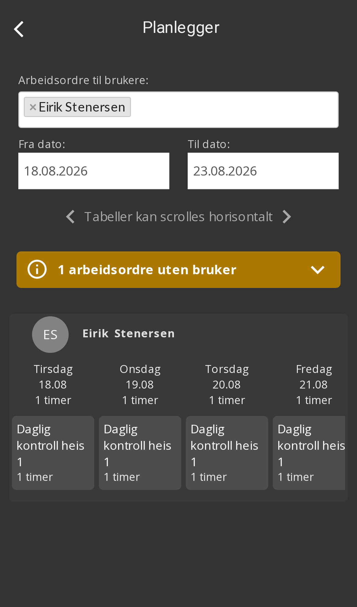 Planleggeren i appen